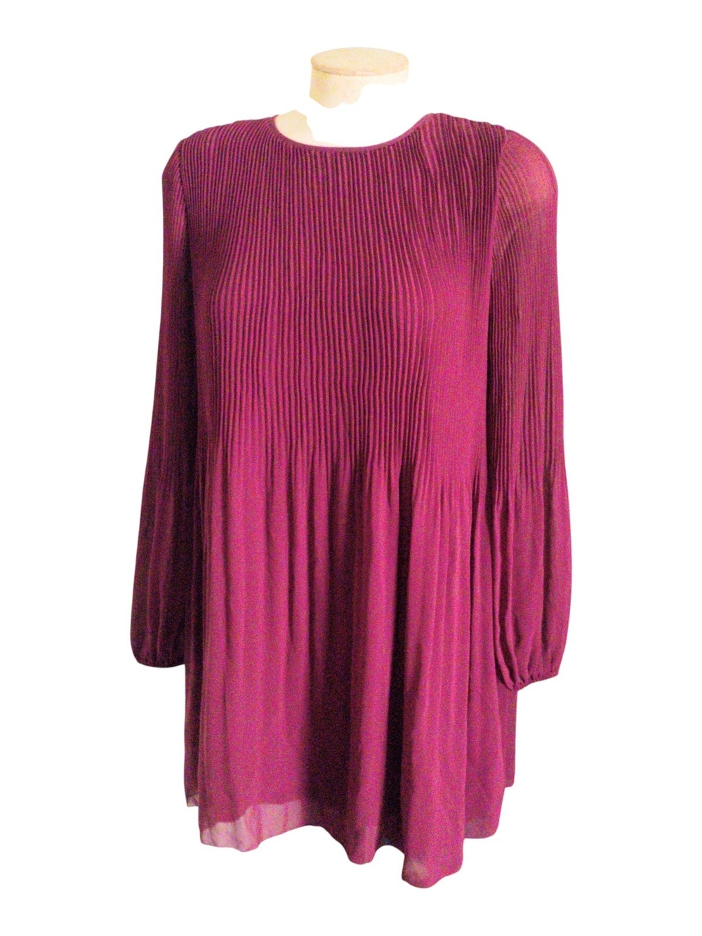 Wilfred Plum Long-Sleeve Pleated babydoll Dress XS